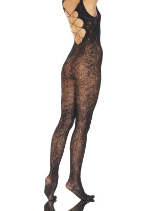 combinaison sexy fantaisie femme collant Broderie effet dentelle fleur